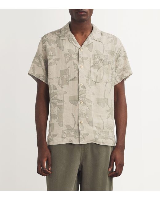 Oliver Spencer White Linen Printed Havana Shirt for men