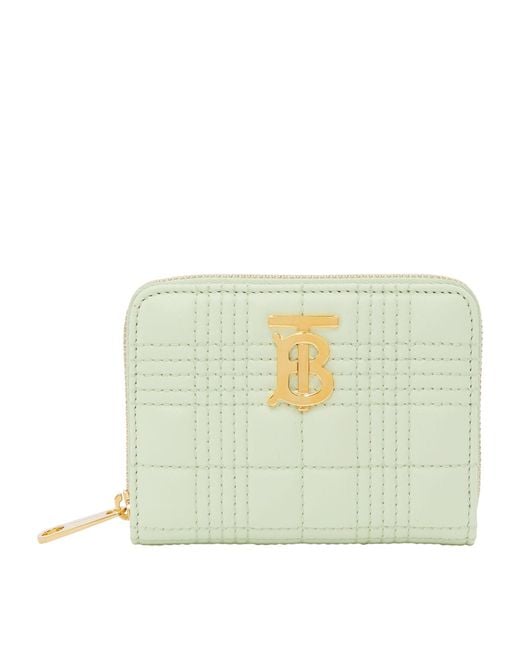Burberry Leather Lambskin Quilted Lola Wallet in Green | Lyst