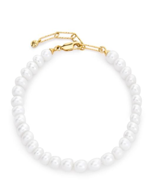 Monica Vinader White Vermeil And Pearl Nomade Bracelet