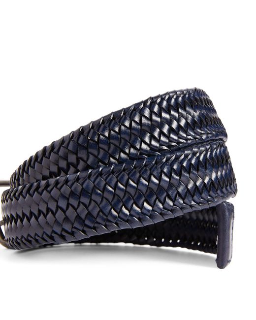 7 For All Mankind Blue Leather Woven Belt for men