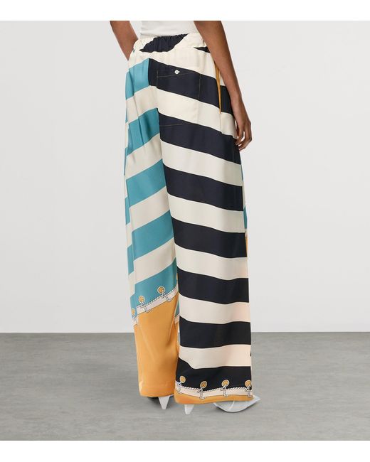 Loewe Blue Silk Printed Trousers