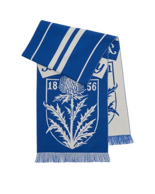 Burberry Blue Wool Thistle Shield Scarf