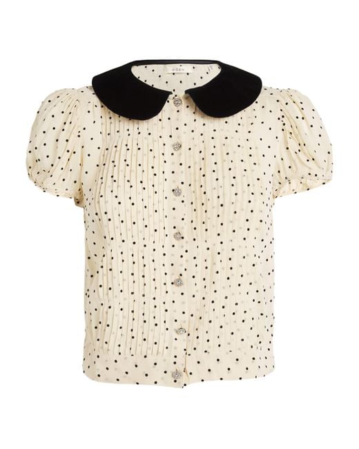 Doen Natural Georgette Polka-Dot Madeline Blouse