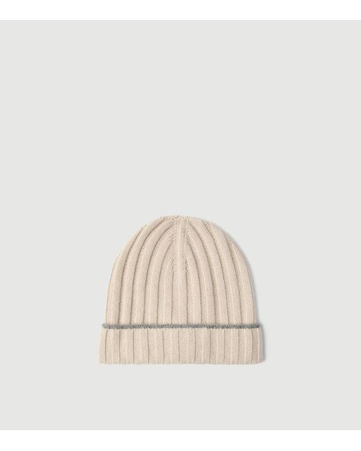 Brunello Cucinelli Natural Cashmere Ribbed Beanie for men