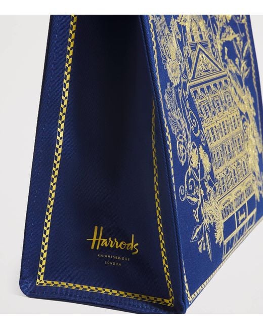 Harrods Blue Small Building Shopper Bag