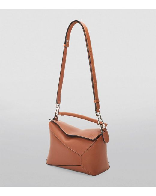 Loewe White Small Leather Puzzle Edge Top-handle Bag