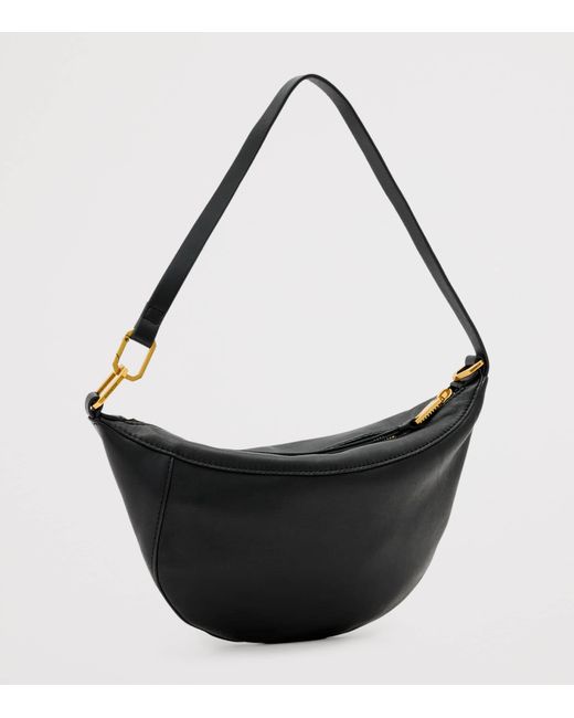 AllSaints Black Micro Leather Luna Shoulder Bag