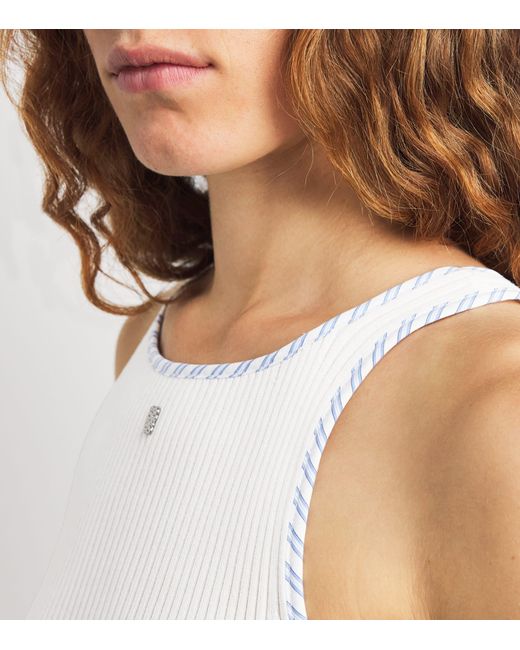 Sandro White Rib-Knit Slim Tank Top