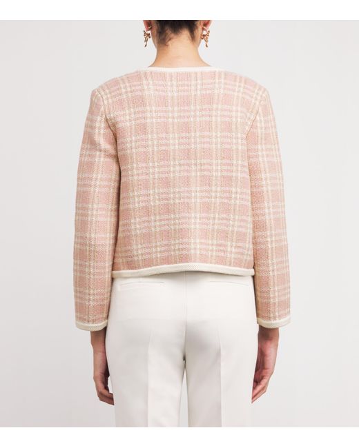 Veronica Beard Pink Check Claudine Cardigan