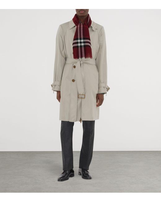Burberry Red Wool Wide Check Scarf