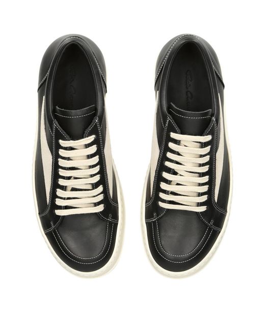 Rick Owens Black Leather Vintage Low-Top Sneakers for men