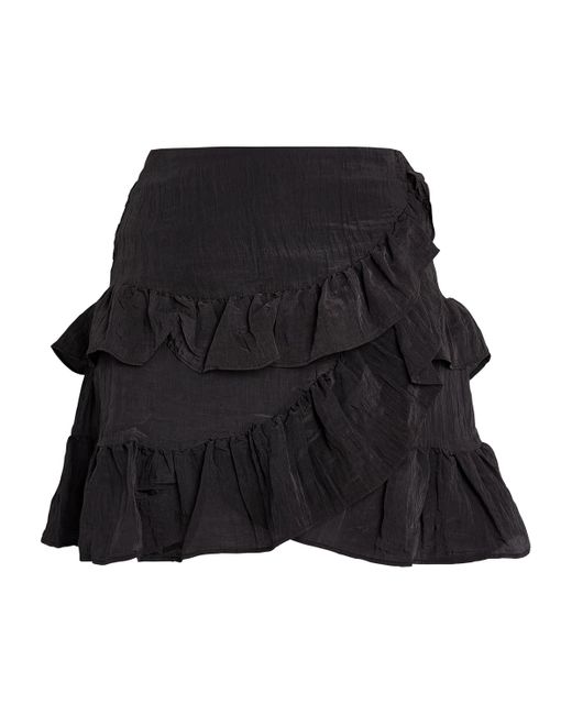 Maje Black Ruffled Mini Skirt