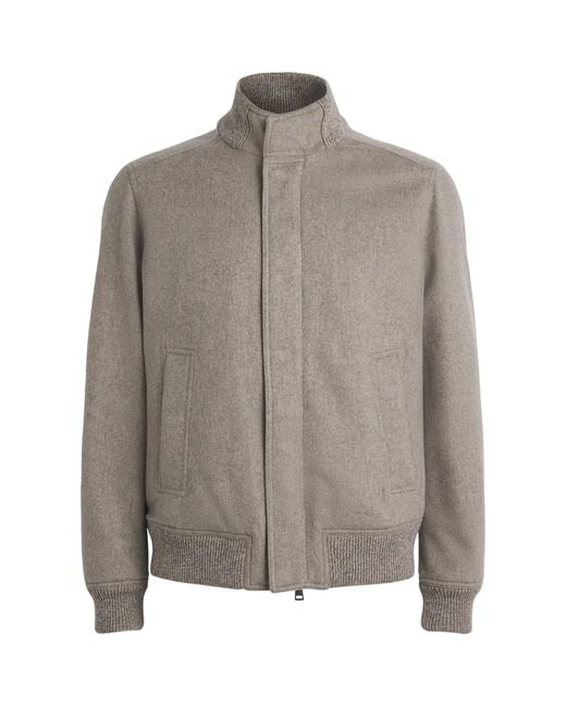 Paul & Shark Gray Cashmere Felt Bomber Jacket for men