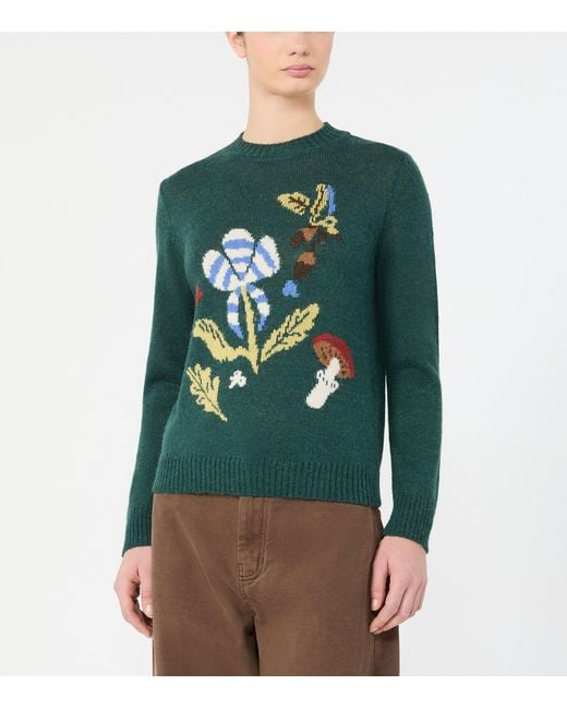 Weekend by Maxmara Green Knitted Floral Sweater