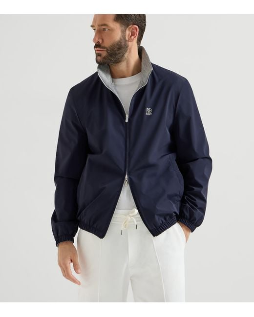 Brunello Cucinelli Blue Reversible Logo Jacket for men
