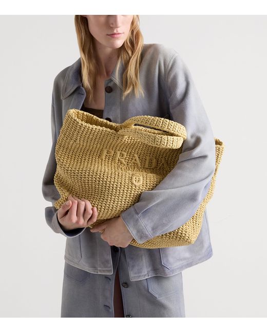Prada Metallic Large Crochet Tote Bag