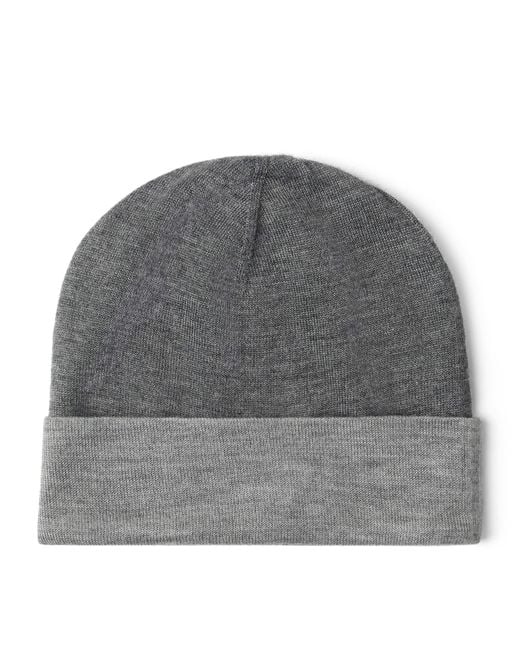 Brunello Cucinelli Gray Cashmere-Silk Knitted Beanie for men