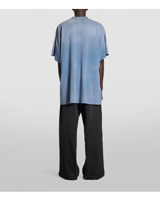 Balenciaga Blue Oversized Paris Moon T-shirt for men