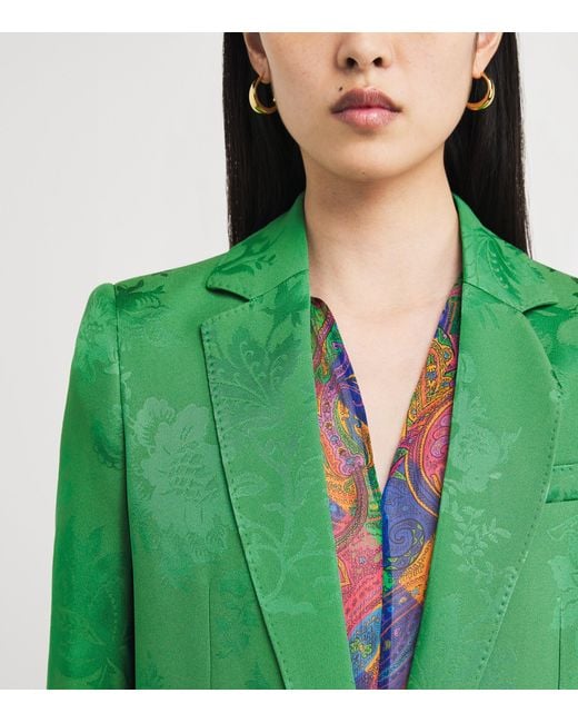 Etro Green Floral Single-Breasted Blazer