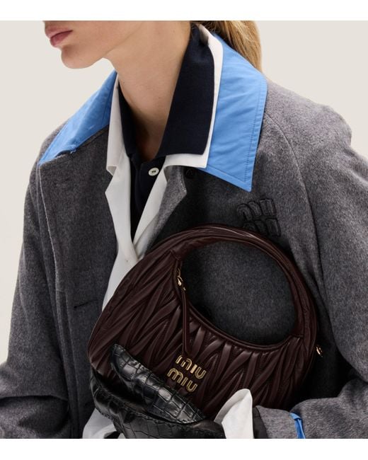 Miu Miu Brown Matelassé Leather Wander Top-Handle Bag