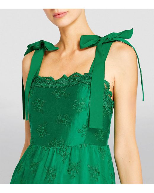 Alice + Olivia Alice + Olivia Embroidered Vega Maxi Dress in Green | Lyst