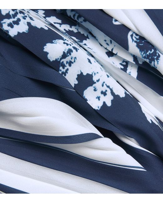 Erdem Blue Crepe Pleated Midi Skirt