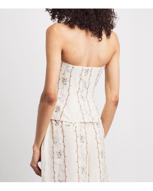 Agua Bendita Natural Linen Abelia Navegante Strapless Top