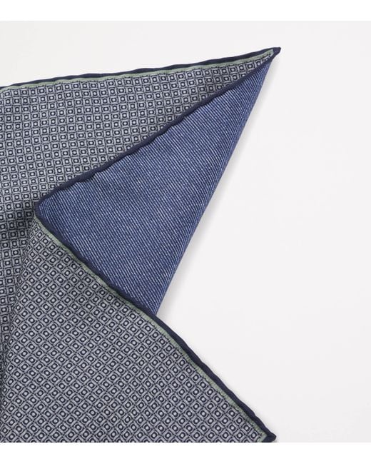 Boss Blue Silk Patterned Pocket Square for men