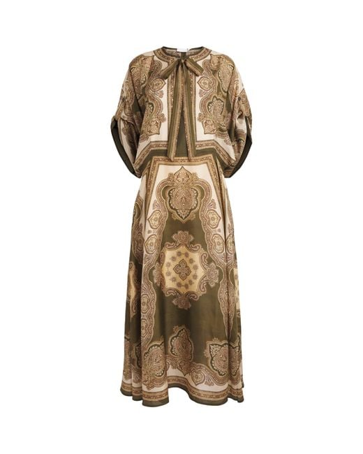 Zimmermann Metallic Printed Mahon Midi Tunic Dress