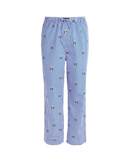 Polo Ralph Lauren Blue Cotton Polo Bear Stripe Pyjama Bottoms for men