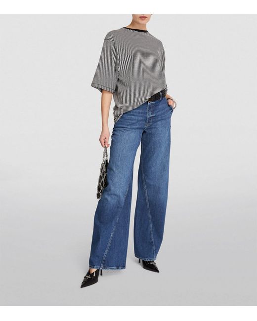 Anine Bing Blue Briley High-rise Wide-leg Jeans