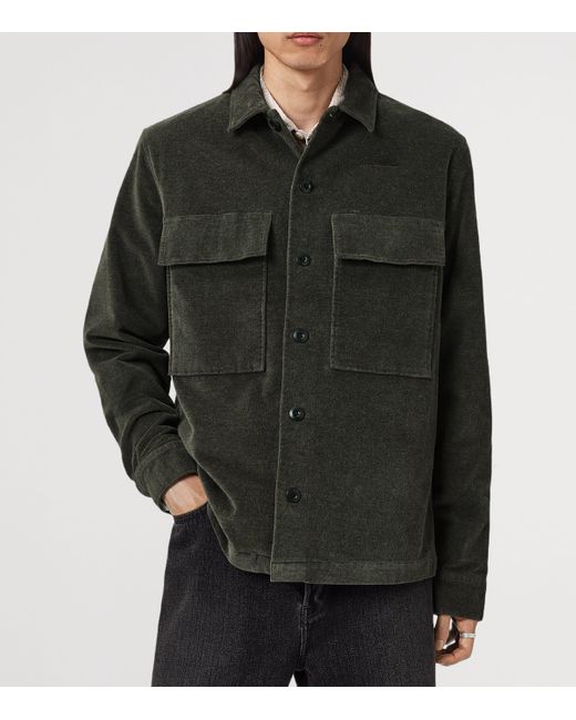 AllSaints Green Corduroy Hawker Overshirt for men