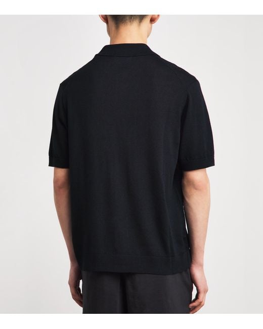 NN07 Black Wool-Blend Knitted Polo Shirt for men