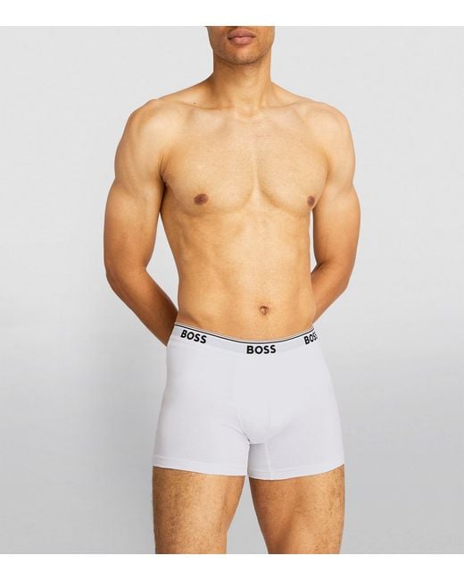Boss White Stretch-Cotton Logo Trunks for men