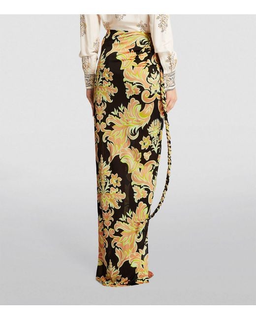 Etro Metallic Floral Wrap Maxi Skirt