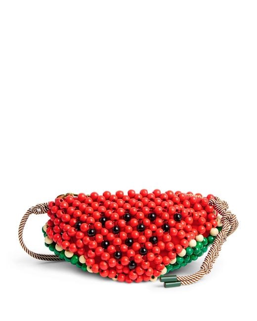 ALÉMAIS Red Mini Beaded Watermelon Shoulder Bag