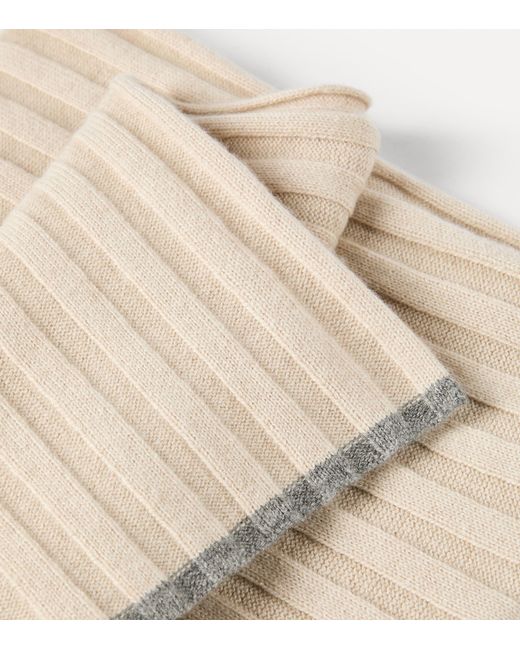 Brunello Cucinelli Natural Cashmere Ribbed Scarf for men