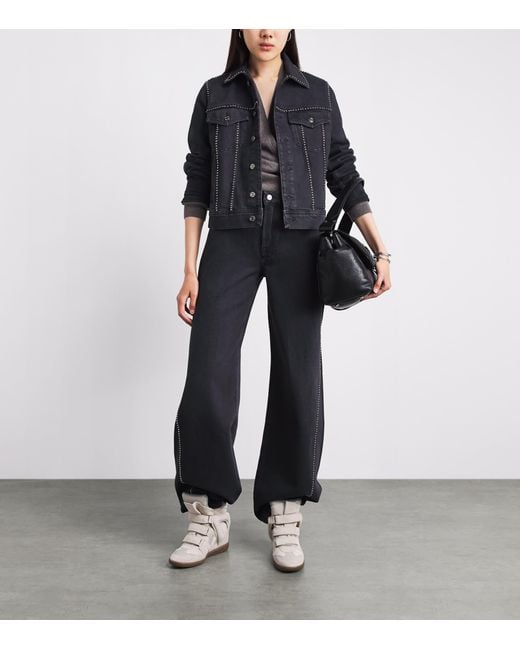 7 For All Mankind Blue Studded Denim Jacket