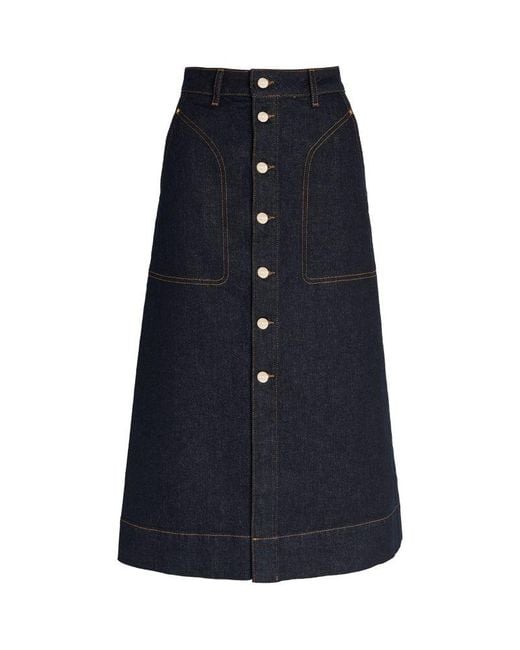 Claudie Pierlot Blue Denim Midi Skirt