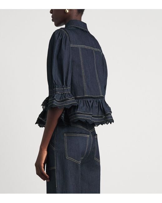 Cinq À Sept Blue Guipure Lace-Trim Sylvia Jacket