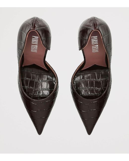 Paris Texas Black Leather Croc-Embossed Vera Pumps 105