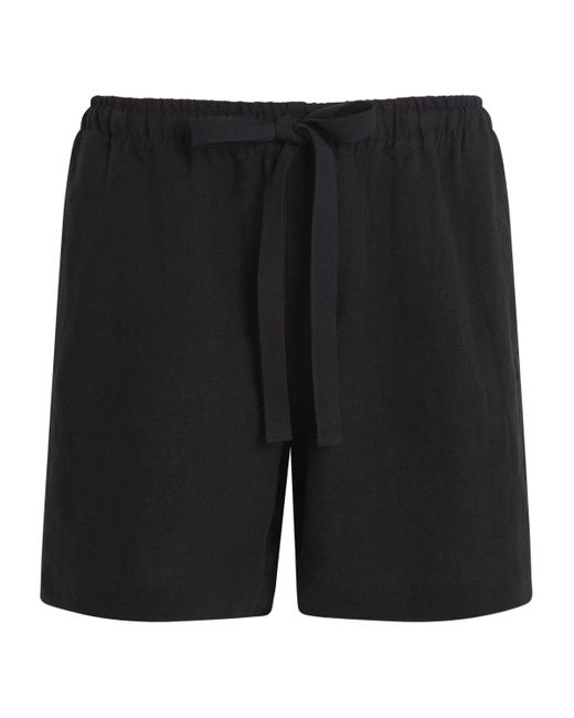 Commas Black Linen Lounge Shorts for men