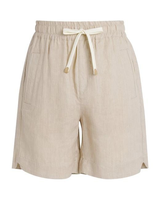 Eleventy Natural Linen Drawstring Bermuda Shorts for men