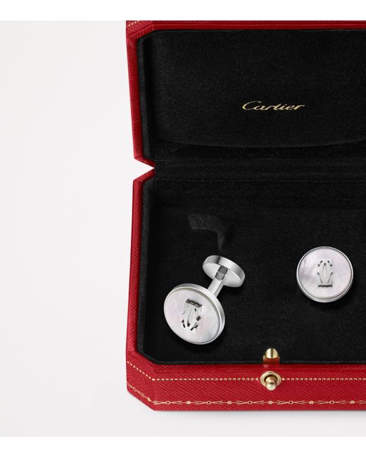 Cartier Metallic Sterling Double C De Cufflinks for men