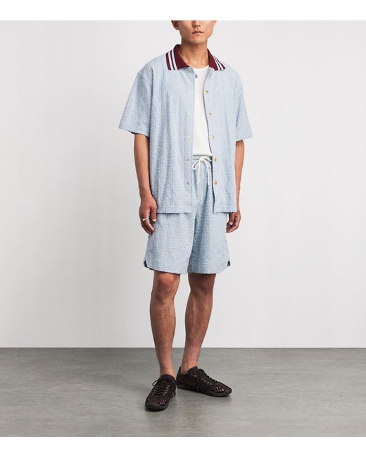 Drole de Monsieur Blue Terry Monogram Shorts for men
