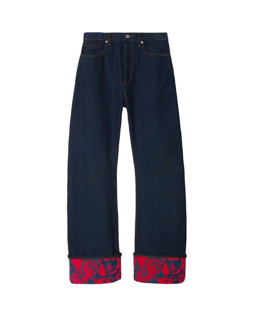 Burberry Blue Rose Print Cuff Jeans