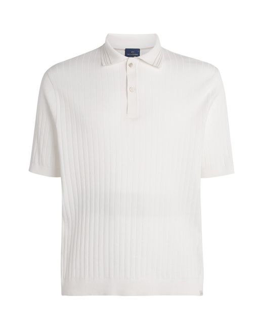 Paul & Shark White Piuma Cotton Ribbed Polo Shirt for men