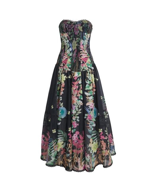 Charo Ruiz Blue Cotton-Blend Illyr Midi Dress