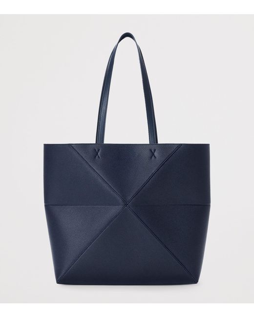 Loewe Blue Medium Leather Puzzle Fold Tote Bag