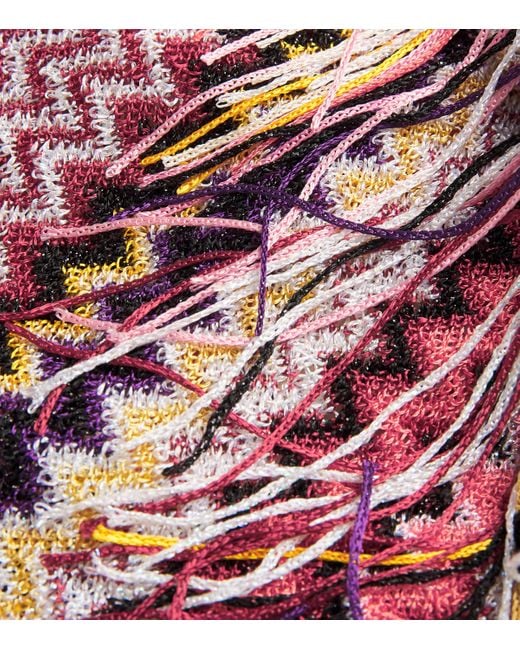 Missoni Pink Fringe-Trim Zigzag Pareo